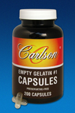 CarlsonLabs EMPTY GELATIN #1 (MEDIUM-SMALL) 200 CAPSULES