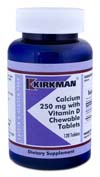 KirkmanLabs Calcium 250 mg with Vitamin D Chewable Tablets 120tabs