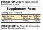 Vitamin D-3 1000 IU - Hypoallergenic 120 ct 