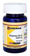 KirkmanLabs Vitamin D-3 2000 IU - Hypoallergenic 120 ct 
