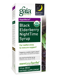 Gaia Herbs, BLACK ELDERBERRY NIGHTTIME SYRUP 3 OZ