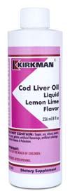 Киркман.Необходимые жирные кислоты.Cod Liver Oil Liquid - Lemon Lime Flavor 240 ml/8 fl oz