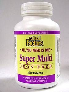 Natural Factors, SUPER MULTI IRON FREE 90 TABS