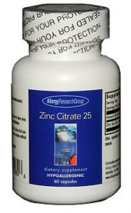 ARG Zinc Citrate 25 Mg 60 Vegetarian Caps